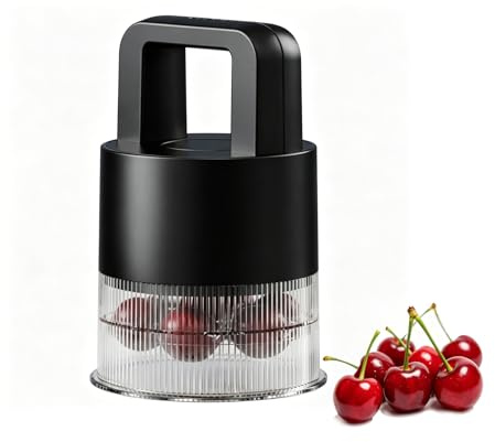 Dénoyauteur de cerises à 7 trous avec mécanisme à pression, dénoyauteur de noyaux de cerises avec réservoir de récupération en bas, anti-éclaboussures pour la cuisine pour dénoyauter les cerises