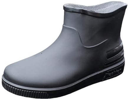 Generiska regnstövlar för kvinnor, vattentäta, gummistövlar för kvinnor, halvhög vidskaft, gummistövletter, unisex, regnskor med halkfri sula, slip-stövlar, lediga arbetsskor, nötningsbeständiga