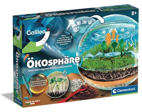 Galileo Lab Die Ökosphäre - Experimentierkasten für Kinder | ab 8 Jahren, Lernspielzeug für Natur, Pflanzen & Wasserkreislauf - Miniatur-Ökosystem von Clementoni 59498