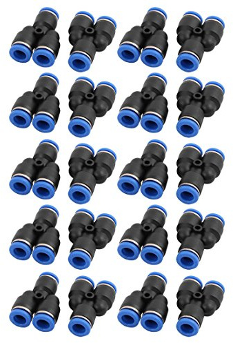 Sourcingmap 20Pcs 8mm Dia Y Type 3 Ways Tube Hose Pneumatic Air Fitting Push in Connector
