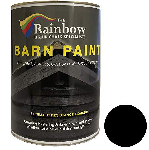 RAINBOW CHALK MARKERS LTD Barn Paint - 5L Black | Matte Water-Based Shed, Barn, Exterior Wall & Wooden Building Paint | Durable Acrylic Coating Prevents Mould & Unlikely to Flake, Crack or Fade