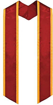 GraduationMall Plain Graduation Honor Stole Angled End Red With Gold Trim Unisex Adult 72 Long