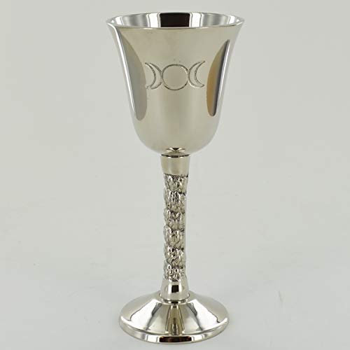 Silver Goblet with Magic Symbol Triple Moon for Neopaganism Wicca Gifts & Ritual Decor