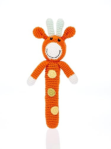 Pebble Fair Trade, Hand Made Toy - Giraffe Stick Rattle