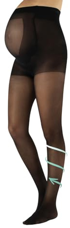 CALZITALY Collant de Maternité de Maintien 8 mm/Hg | Collants de Soutien Grossesse | S, M, L, XL | 20 DEN | Made in Italy (FR/ES, Alpha/lettres, S, Taille normale, Taille normale, Noir)