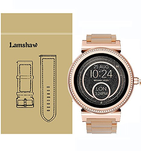 LvBu Armband Kompatibel mit Michael Kors Sofie, Classic Edelstahl Uhrenarmband für Michael Kors Access Sofie Smartwatch (Roségold)