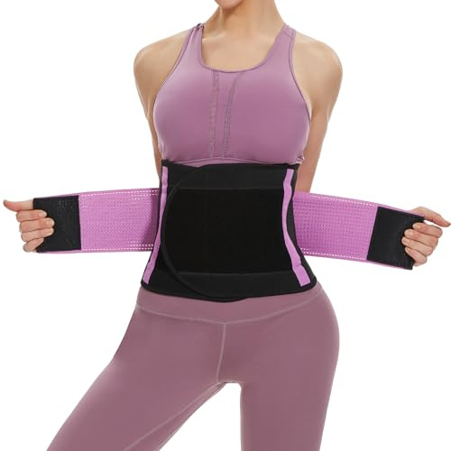 SIHOHAN Ceinture d'entraînement pour le dos, ceinture amincissante pour femme, avec double ventre réglable pour entraînement de fitness, unisexe, violet, XXL