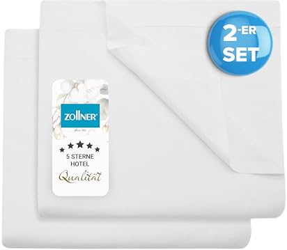 ZOLLNER 2er Set Bettlaken oder Bettdecken für den Sommer in Hotelqualität - Baumwolle - 240x290 cm in weiß - ohne Gummizug