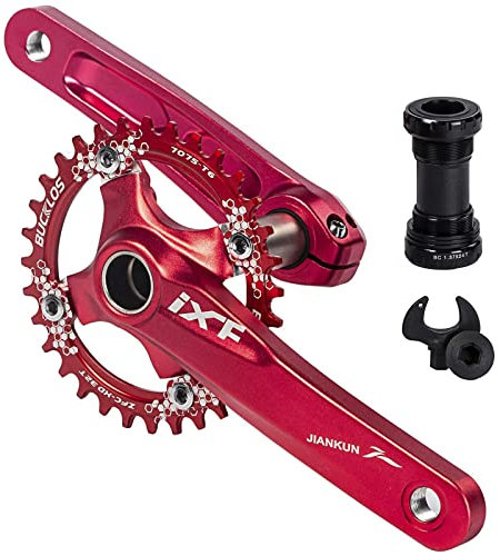 BUCKLOS US Stock 104 BCD 32T 34T 36T 38T Mountainbike 170mm Kurbelgarnitur Aluminiumlegierung MTB Kurbelgarnitur rund oval schmal breit Kettenblatt Tretlagerschrauben passend für Shimano FSA Gaint