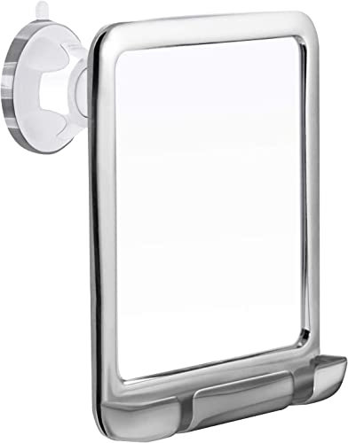 MIRRORVANA Fogless Shower Mirror for Shaving with Razor Holder, Strong Suction and 360° Swivel, Shatterproof and Anti Fog Design, 8-Inch x 7-Inch (Chrome)