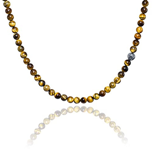 David Galvani Herren Kette Perlenkette Onyx Tigerauge