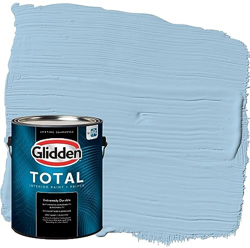 Glidden Total Interior Wall Paint & Primer All-in-One, Blue Bows/Blue, Semi-Gloss, 1 Gallon