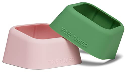 TIME TIMER Fundas para MOD Edición Casa - Aprendizaje en el aula, herramienta de estudio en el hogar, reloj de escritorio y reuniones de oficina con funcionamiento silencioso (pack de 2), Rosa y Verde