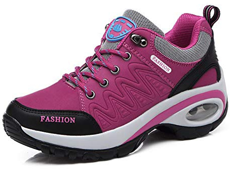 Dam bantning sneakers promenadskor fitness kil plattformsskor, 7 rosa, 41 EU