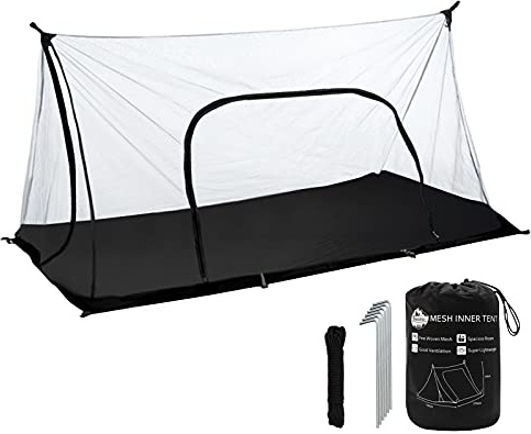 Anvin Trekking Pole Tent Mosquito Netting Tent Breeze Mesh with Good Ventilation Trekker Backpacking Tent for 2 Person with Waterproof Oxford Floor for Bugs(210cmx120cmx110cm)