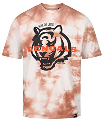 Recovered Cincinnati Bengals NFL Tie-Dye Relaxed Oversized T-Shirt Brown White - M