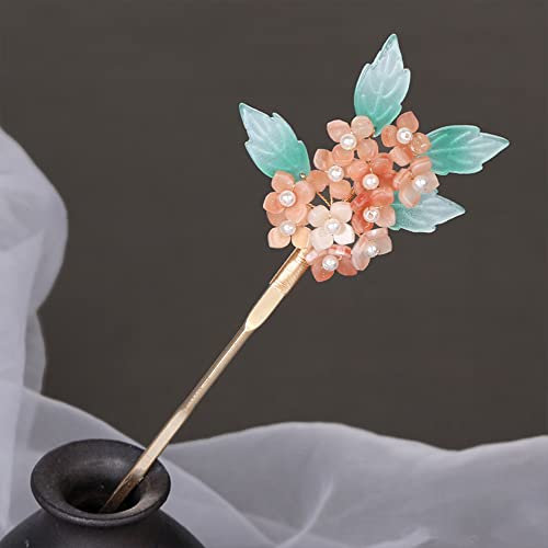 1 horquilla para el pelo de camelia china Rabithenn de 7.87 pulgadas, palillos de pelo con flor naranja, palillos vintage con borlas, horquilla para el pelo, palillos para peinar el cabello