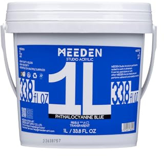 MEEDEN Blue akrylfärger 1L: Tjock kroppsglans akrylfärg för canvas trävägg, bulkakrylfärg - vattentät och giftfri och snabbtorkande - Phthalo Blue