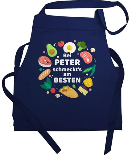 Geschenk mit Namen personalisiert by Shirtracer - Schürze - Kochschürze - Bei Name schmeckts am besten I Fleisch I Fisch I Geschenkidee Hobbyköche I Kochen
