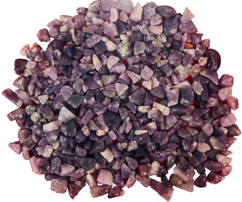 Indian Consigners Natural Crushed Polished Tumbled Gem Stone Chips, Decoration & Healing Crystals (Lepidolite)