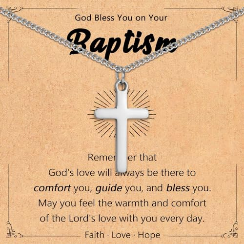 Leyung Baptism Gifts for Boys Catholic, Baptism Favors Christian Cross Necklace for Boys, Christening Gifts Christian Easter Gifts for Teen Boys Son Godson Grandson Nephew