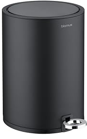 blomus Kosmetikeimer -SINO- Mülleimer 3 Liter | Schwarz | 20L x 20B x 26H cm | Treteimer mit Absenkautomatik | Mülleimer mit Innenbehälter aus Edelstahl