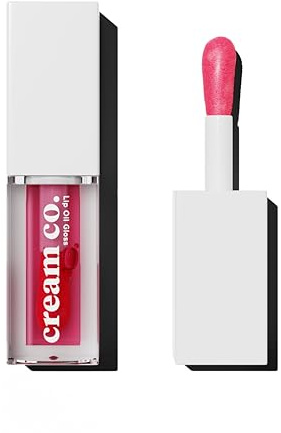 cream co. Lip Oil Gloss mit Vitamin E, Jojobaöl & Fruchtöle 5 ml, Vegan Glänzender Lipgloss für Voller Wirkende Lippen, Nicht Klebriges Nährendes Lippenöl, Hydrating Lippenpfleg, Himbeere