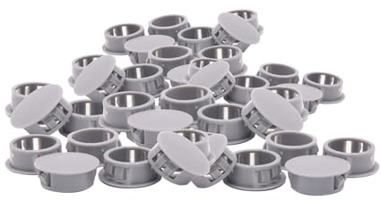 100 Pcs Plastic Plugs, 5mm Grey Plastic Hole Plugs, Locking Insert End Cap, Hole Covers for Screw Holes Furniture Machines Cabinets