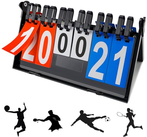 WPPQWP Tabellone segnapunti, 6 cifre, digitale a punti, tavolo portatile, contatore punteggio per sport, ping-pong, pallavolo, competizioni per interni ed esterni