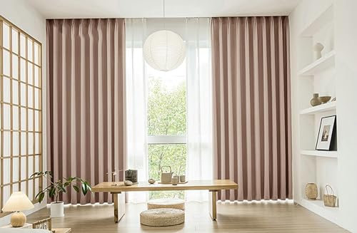 KnSam 2er Set Rose Verdunkelungsvorhang Schlaufen, Gardine Blickdicht Vintage Einfarbig, Polyester Ösen Verdunkelungsvorhang Schlaufen Ösenvorhang, Jeder B 137 x H 160cm