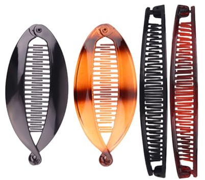 4-Stück Bananenspange Haare,Banana Clip Dickes Haar,Bananen Haarspangen Damen Groß,Haarklammer Mädchen,Haarspange for Thick Hair,Bananen Haarspangen,Haarbananenspange,Fish Clips Ponytail Holder Clip
