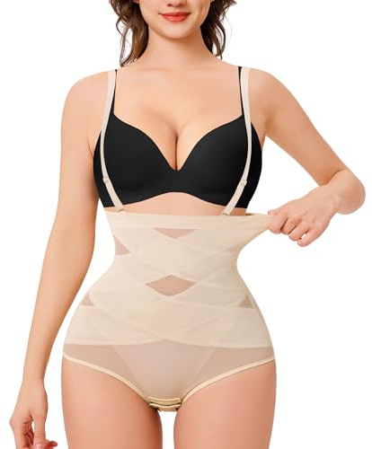 KUMAYES Guaina Contenitiva Donna Modellante Snellente Pancia Piatta Vita Alta Intimo Senza Cuciture con Body Shaper Regolabile Cintura a Spalla (Beige, L)