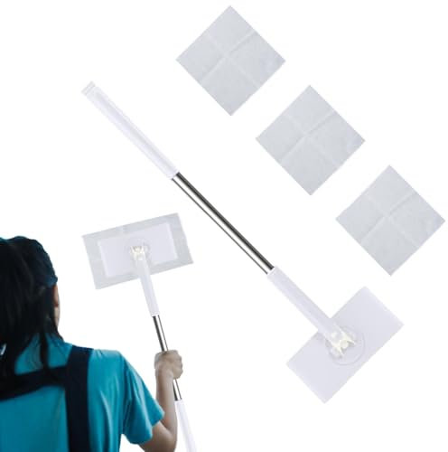 Trapeador portátil, Trapeador seco | Trapeador de polvo portátil con toallas de limpieza | Juego de trapeador de limpieza, trapeador para pisos de madera dura, trapeador seco y húmedo para madera, mad
