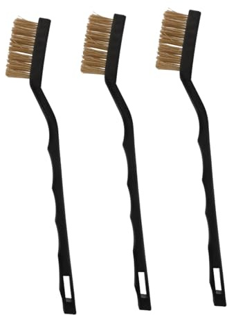 SKISUNO 3pcs Mini Wire Brush Brass Brush for Cleaning Oven Sink Dish Rust Grill Barbecue Rack Metal Surface