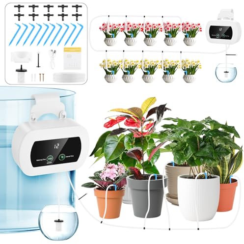 Forever Speed Kit di Irrigazione Automatica per Vasi, 300 Modalità di Kit di Irrigazione a Goccia Automatica Ricaricabile per 10 Piante in Vaso da Interno, Balcone, Serra