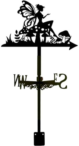 SUPERDANT Wetterhahn Mit Feen Und Pilzen Wetterhahn fürs Dach Schuppen Wetterfahnen Geflügelte Feen Wetterfahne Gartendekoration Weather Vane Für Bauernhaus Hof Dach Schuppen Dekoration