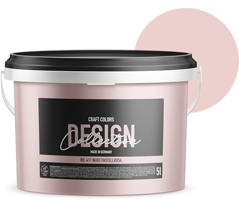 Craft Colors® Peinture murale de qualité supérieure - 5 l - Mat élégant - Peinture à la craie fabriquée en Allemagne - Collection Design n° 411 - Rose pastel