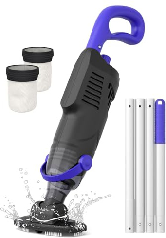 Aspirador Little Shark para Piscinas elevadas, Aspirador para jacuzzis con Motor de 60 W, Potente succión de 18 galones/Minuto, Aspirador Compacto y Ligero con batería de 5000 mAh.