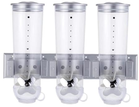 Distributeur triple aliments secs – Triple récipient de céréales pour aliments secs | Récipient de stockage de céréales en grille organisateur de stockage de cuisine pour le Fa