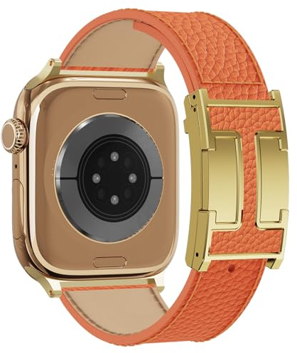 Bracelet de rechange en cuir magnétique compatible avec Apple Watch Ultra Strap 49 46 45 44 42 41 40 38 mm pour homme et femme iWatch Ultra 2/Ultra/SE/Série 10/9/8/7/6/5/4/3/2/6
