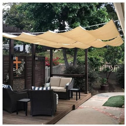 Wave - Toldo retráctil para grandes espacios al aire libre, toldos de pérgola y parasoles para hoteles, mercados, jardines y pabellones, 0,8 m x 4 m