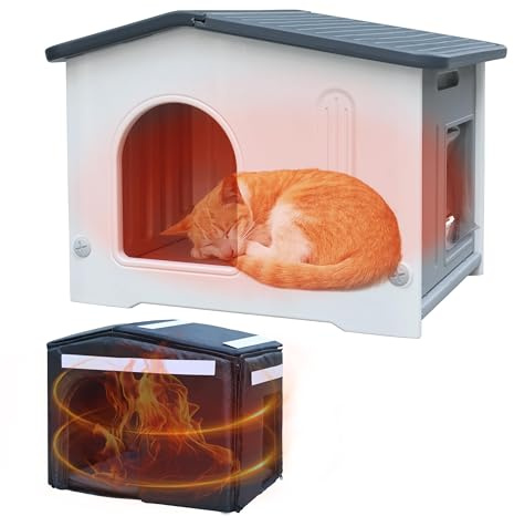 Katzenhaus Outdoor Winterfest mit isolierter, Feral katzenhöhle Wetterfest | Kunststoff-Katzenhäuser grau, innen & außen nutzbar, passend für Katzen, Welpen sowie kleine und mittlere Haustiere