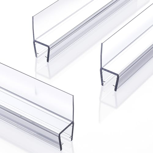Shower Door Side Seal, 3Pack Shower Door Side Sweep Strip, Frameless Glass Doors Seal Strip for 3/8'' (10mm) Thick Doors, Showers Water Guard & Barrier 39.3'' x 0.39''