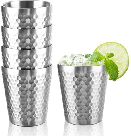 CYEER 5 PCS 304 Stainless Steel Cup, 10oz/300ml Reusable Metal Beer Tumbler Mug, Stackable Drinking Shatterproof Metal Cups for Party Camping Travel Hiking Outdoor Indoor Activities