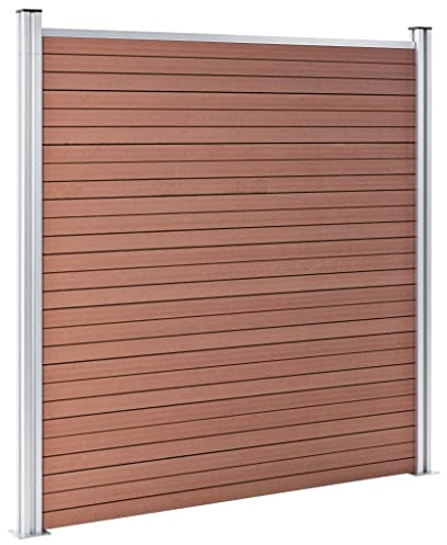 Emmtore Gartenzaun WPC Sichtschutzzaun Windschutzzaun Lamellenzaun Windschutz Sichtschutz Zaun Element Terrasse Garten 180×186 cm Braun