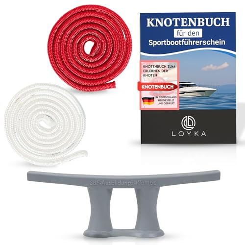 Loyka Knoten SBF Übungsset mit Knotenbuch für den SBF See und Binnen - einfaches Knoten Üben & Lernen, maritimes Geschenk mit Knotenbuch