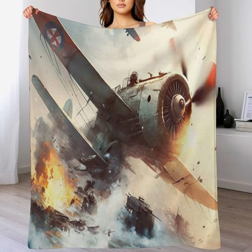 Airplane - Manta de forro polar, multiusos, para sofá, cama, desplazamientos, viajes, 150 x 200 cm