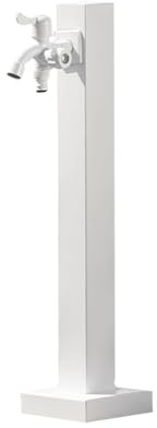 Fontana Da Giardino Esterno In Acciaio Inossidabile, Colonna d'Acqua Per Il Giardino Fontanelle Da Giardino Verticale, Resistente a Uv, Per Annaffiare e(Size:Faucet a doppia uscita,Color:White square)