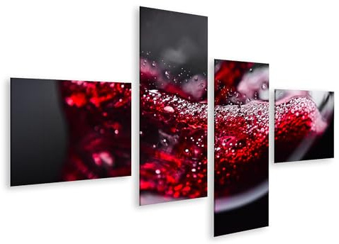 islandburner Image sur toile Vin rouge pétillant dans le verre en gros plan et mise au point Images murales 150 x 80 cm