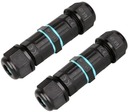 StoneMaxi IP68 Waterproof Junction Box Outdoor Cable Connector, 3 Pin Connectors for Outside Cables, 2-Way Wire Extension Electrical Cable Protector for Cable Diameter Ø 4mm-8mm (2 Packs - 3 Pin)